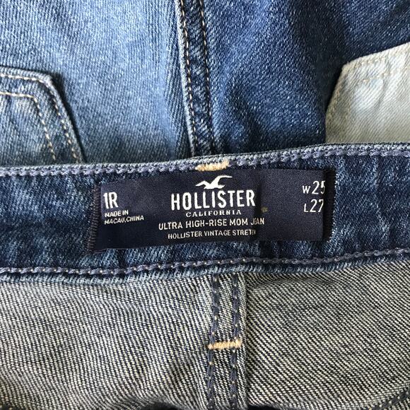 Hollister Jeans Size 1R Mom Patchwork Baggy Loose Colorblock Grunge W25xL27 - Picture 10 of 12